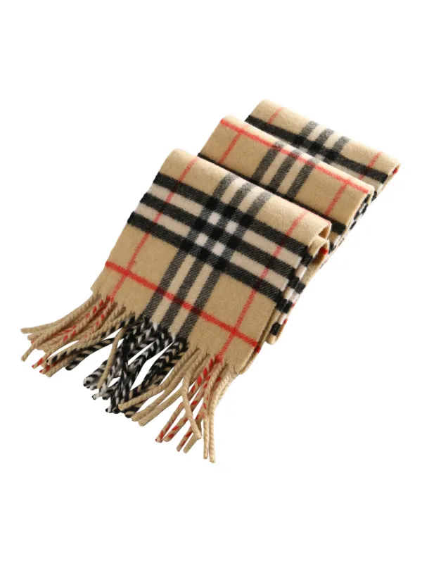 Burberry Cachecol Check Com Franjas | Neutro | FARFETCH BR