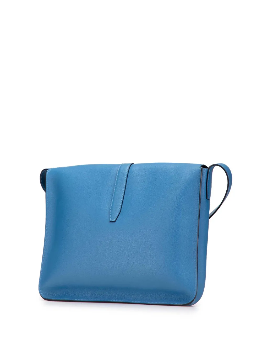 Pre-owned Hermes 2018 Togo Steve Light Junior Messenger Crossbody Bag In Blue
