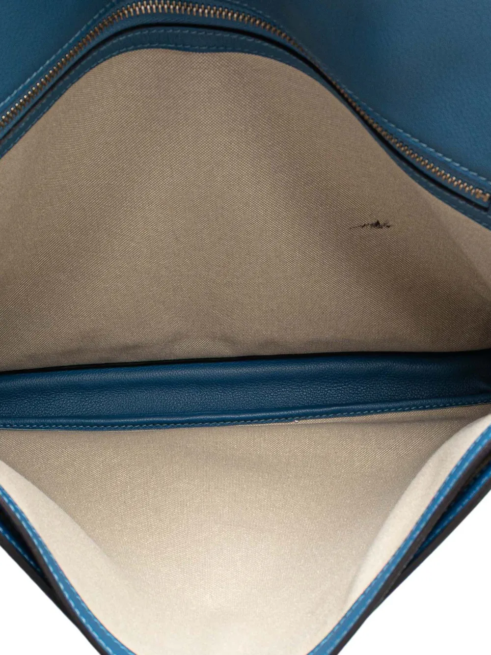 Pre-owned Hermes 2018 Togo Steve Light Junior Messenger Crossbody Bag In Blue