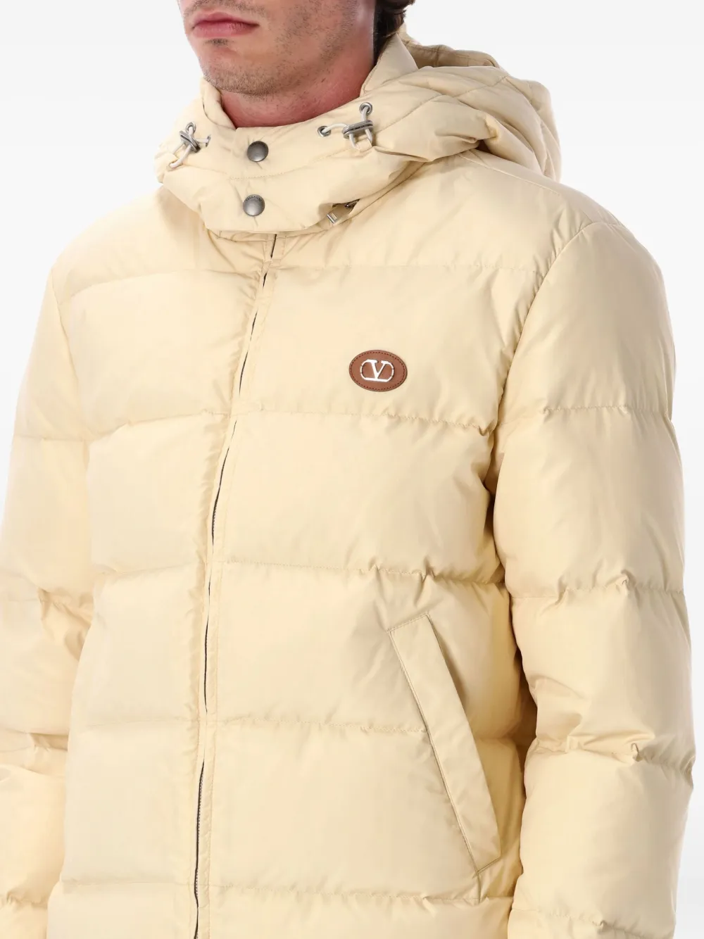 Valentino Hooded Quilted Down Jacket And Pockets In White