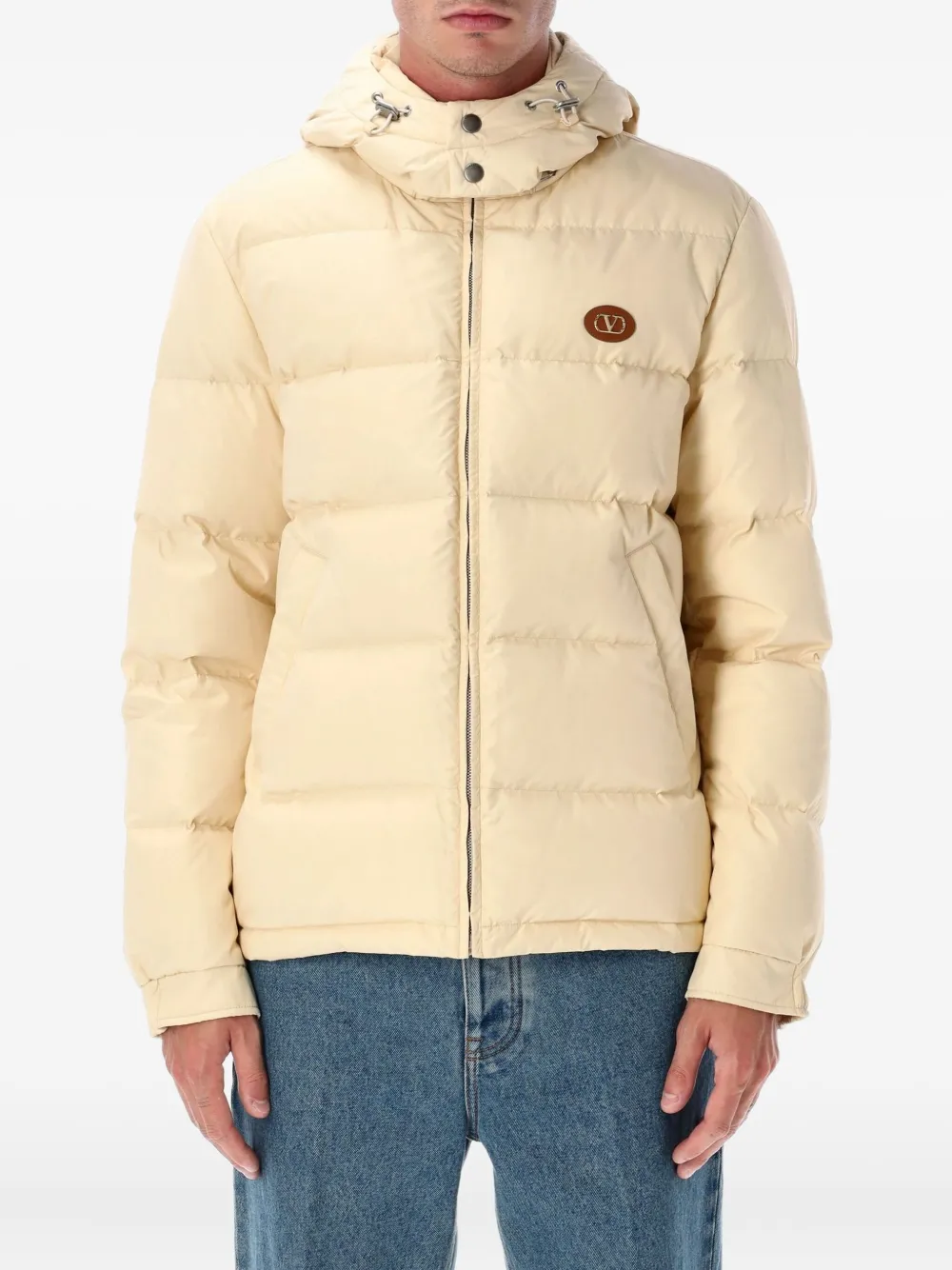 Valentino Hooded Quilted Down Jacket And Pockets In White