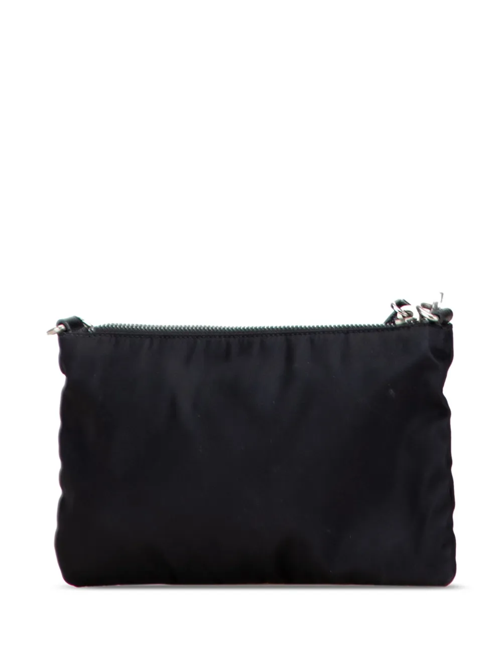 Pre-owned Prada 2000-2013 Tessuto Chihuahua Chain Pouch Shoulder Bag In Black