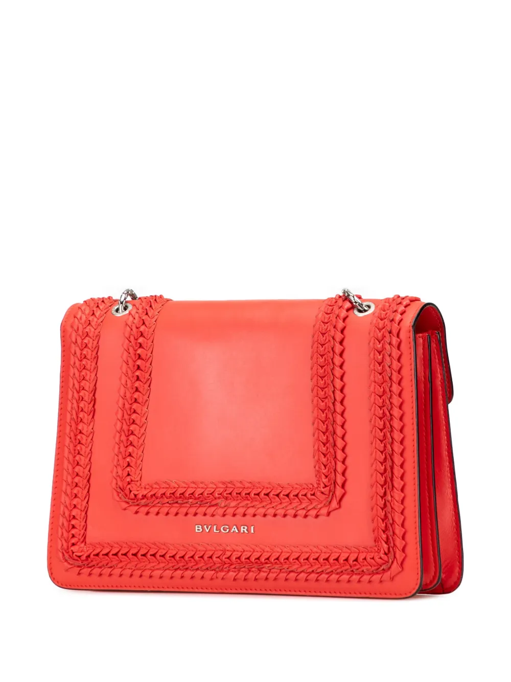 Pre-owned Bvlgari 2023 Medium Leather Plisse Serpenti Forever Shoulder Bag In Red