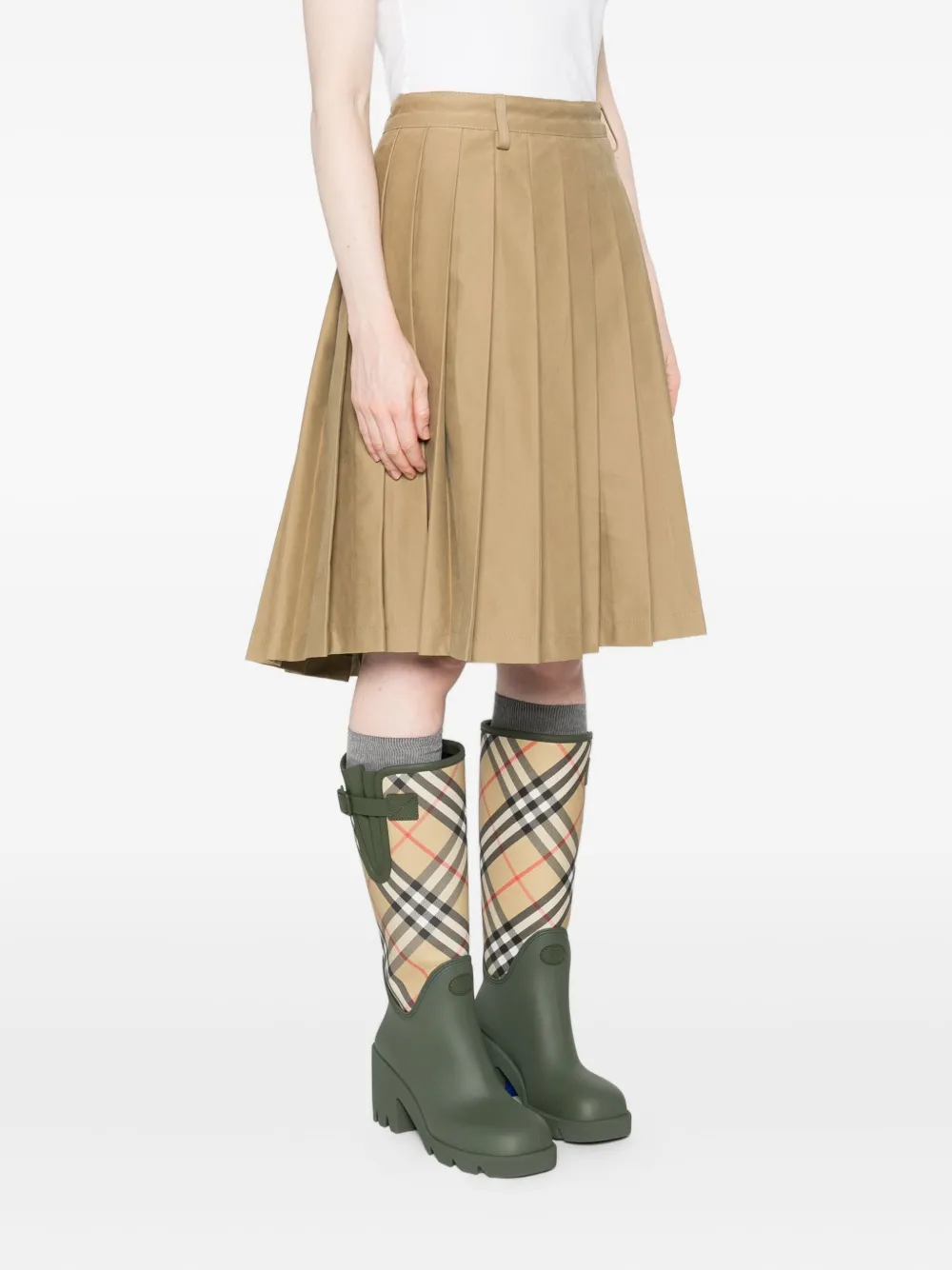 7 For All Mankind Pleated Skirt In Nude