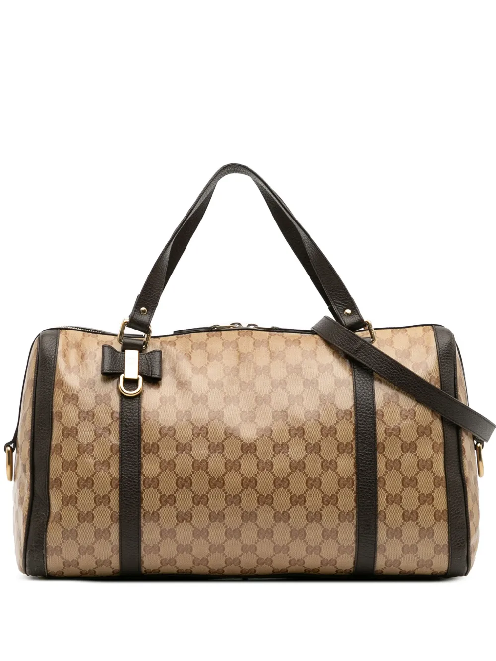 Pre-owned Gucci 2016-2025 Large Gg Crystal Duchessa Boston Bag In Brown
