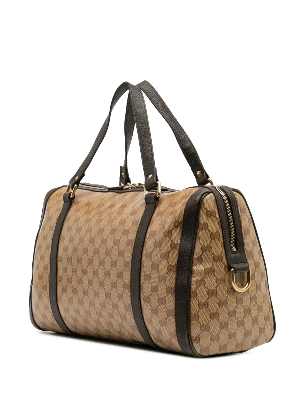 Pre-owned Gucci 2016-2025 Large Gg Crystal Duchessa Boston Bag In Brown
