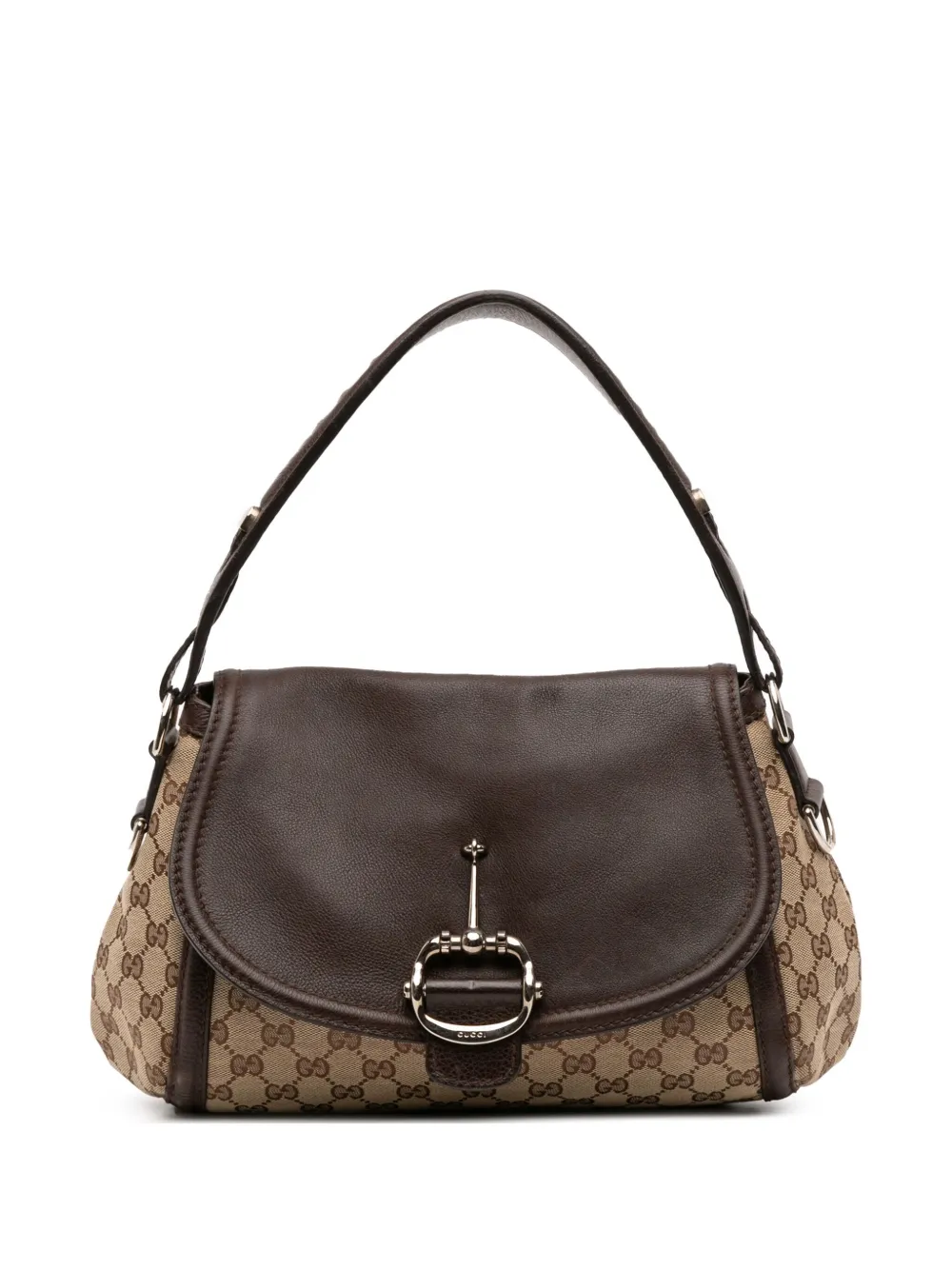 Pre-owned Gucci 2016-2025 Meduim Gg Canvas Techno Horsebit Satchel In Brown