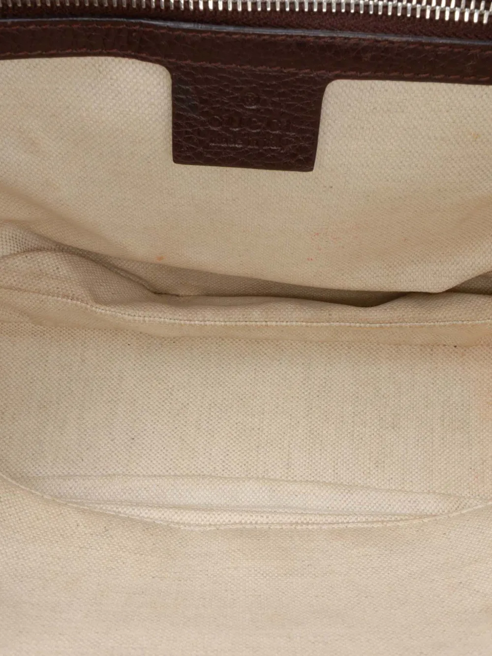 Pre-owned Gucci 2016-2025 Medium Gg Canvas Bamboo Top Handle Bag Satchel In Brown
