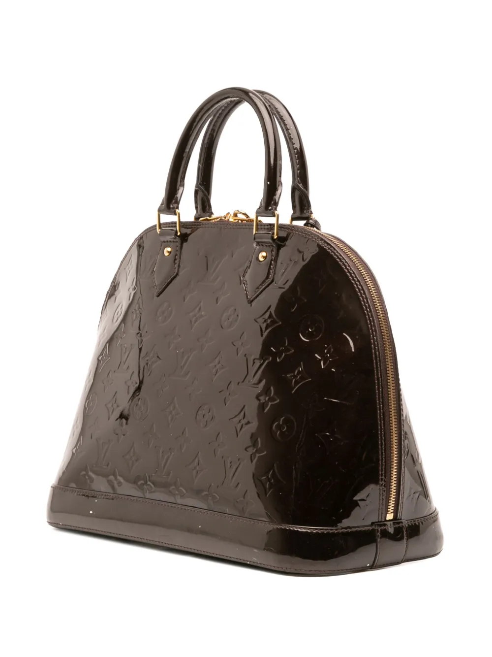 Pre-owned Louis Vuitton 2014 Monogram Vernis Alma Mm Handbag In Purple