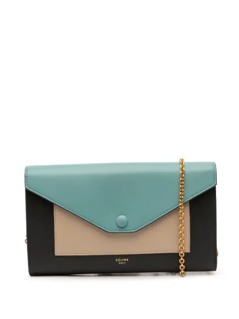 Celine Pre-Owned 2015 Tricolor Leather Pocket Envelope Wallet On Chain crossbody bag