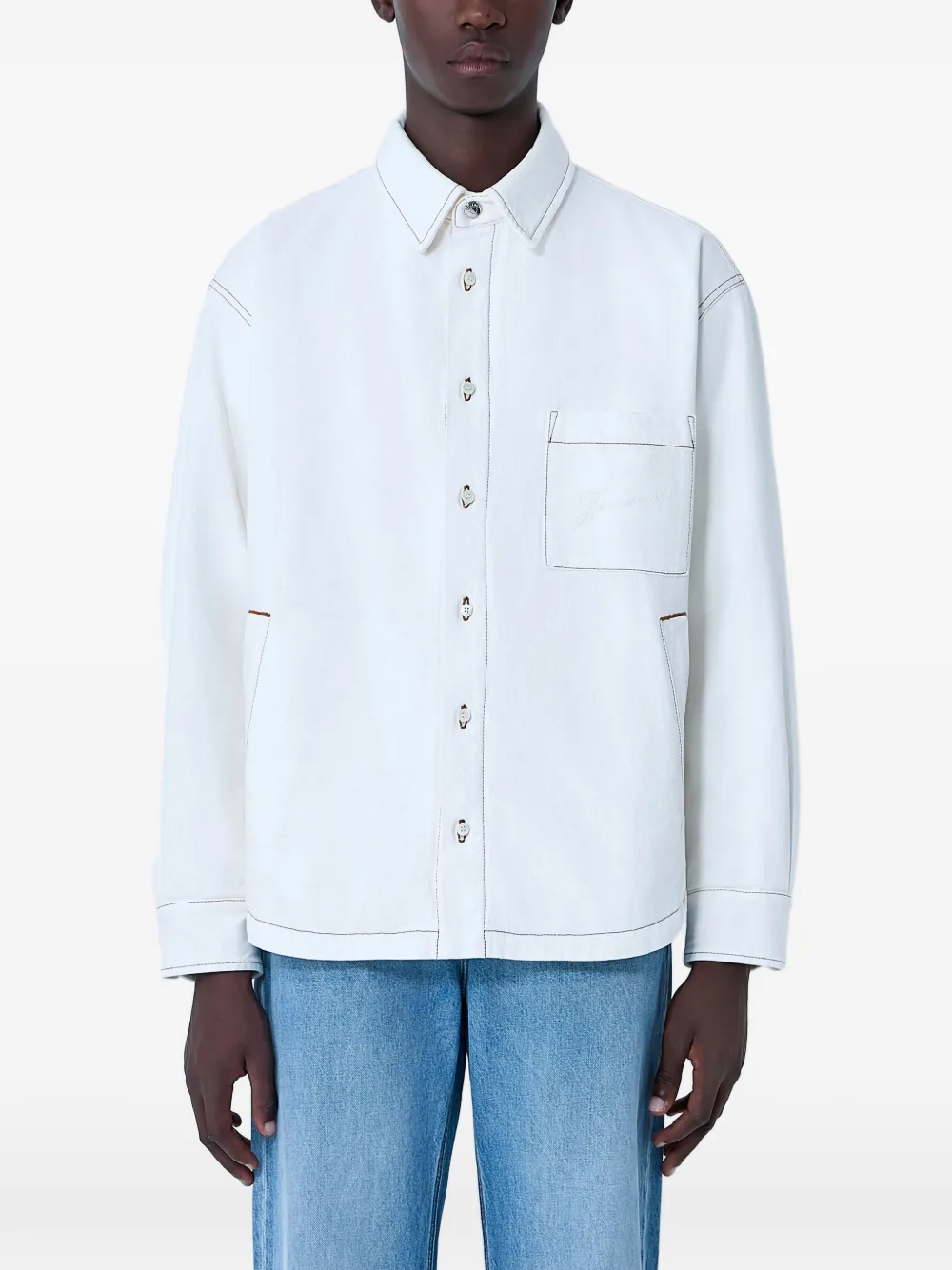 Jacquemus button patch pocket shirt - Bianco