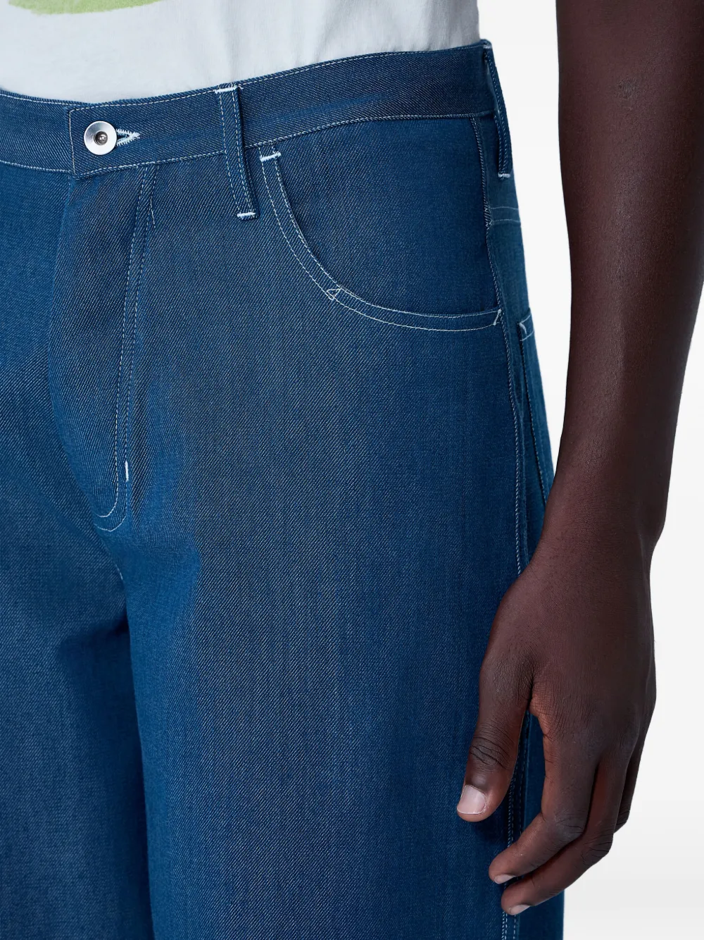 STORY mfg. Jeans met vijf zakken en riemlus Blauw