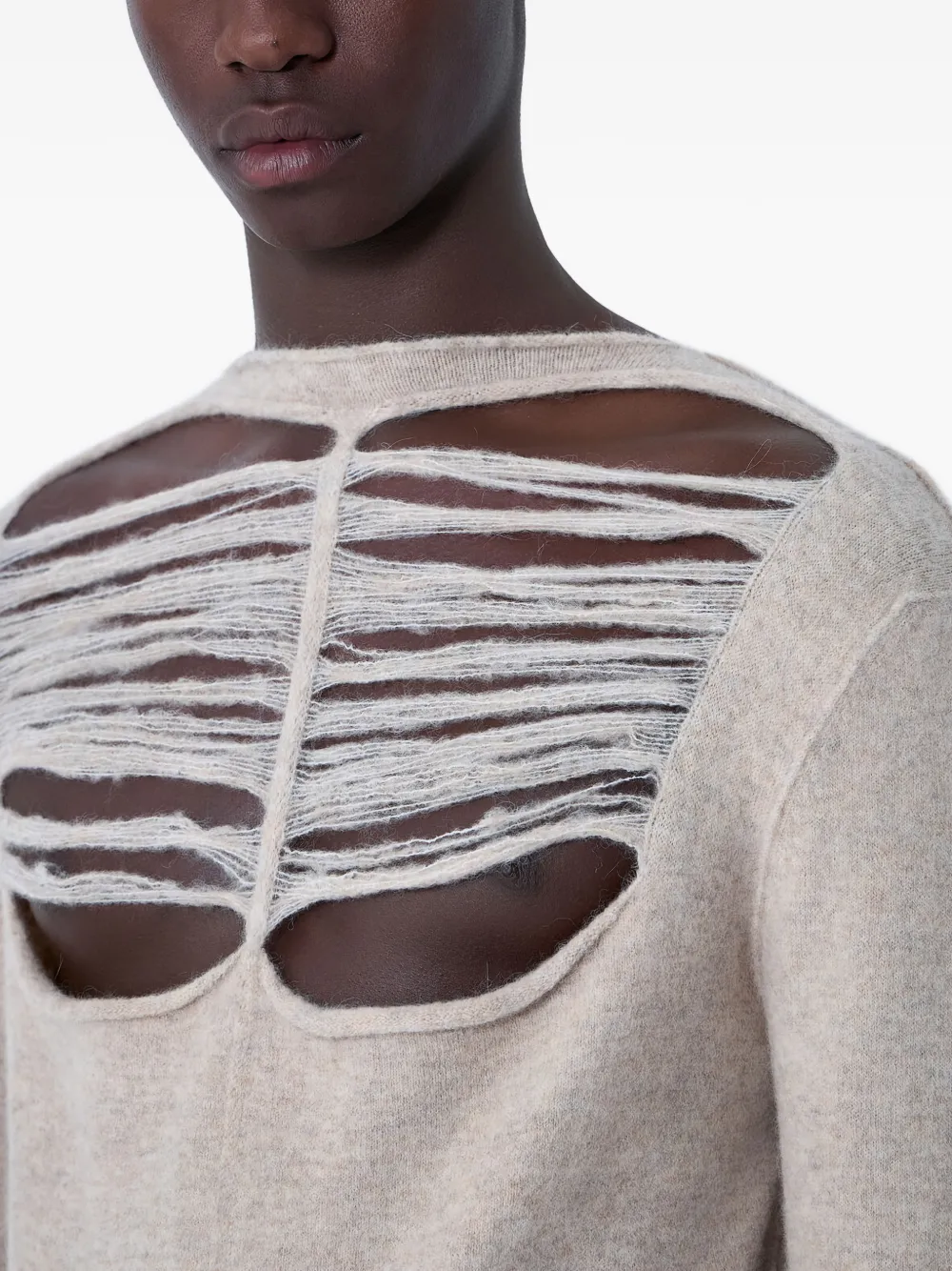 Rick Owens Gerafelde trui Beige