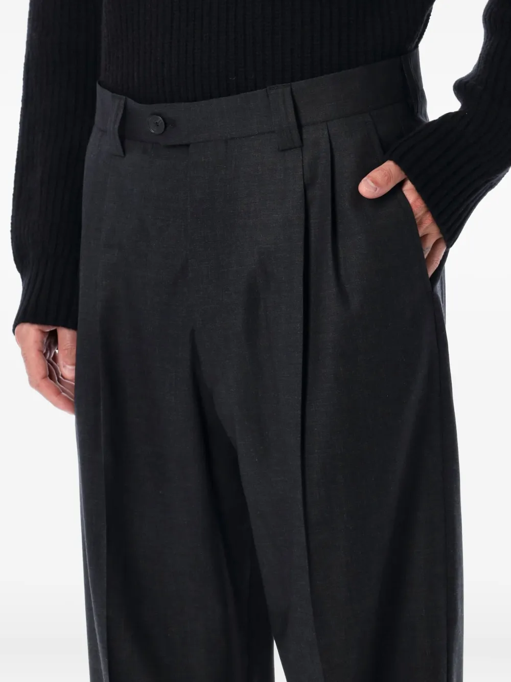 Mfpen Service Wool Twill Trousers Dark Grey In Gray