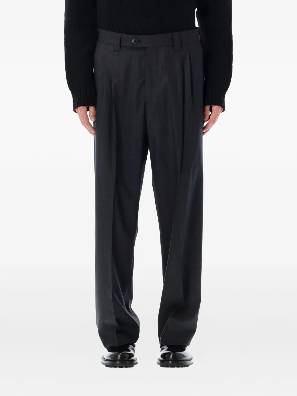 Mfpen Service Wool Twill Trousers Dark Grey In Gray