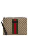 Gucci Pre-Owned 2016-2025 GG Supreme Web clutch bag - Brown