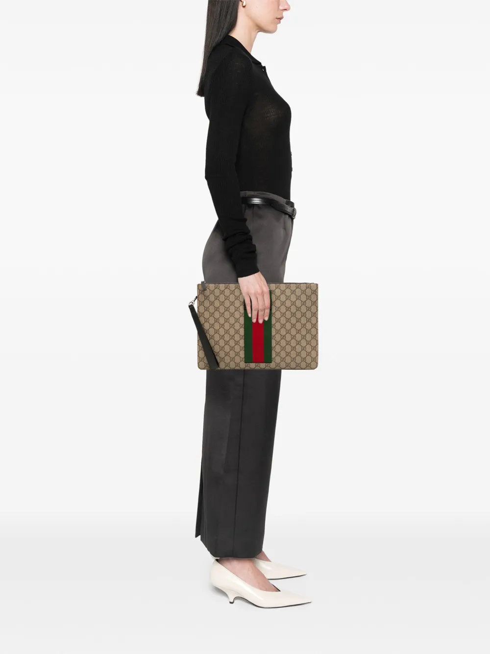 Gucci Pre-Owned 2016-2025 GG Supreme Web clutch bag | Pre-Owned | Image 2