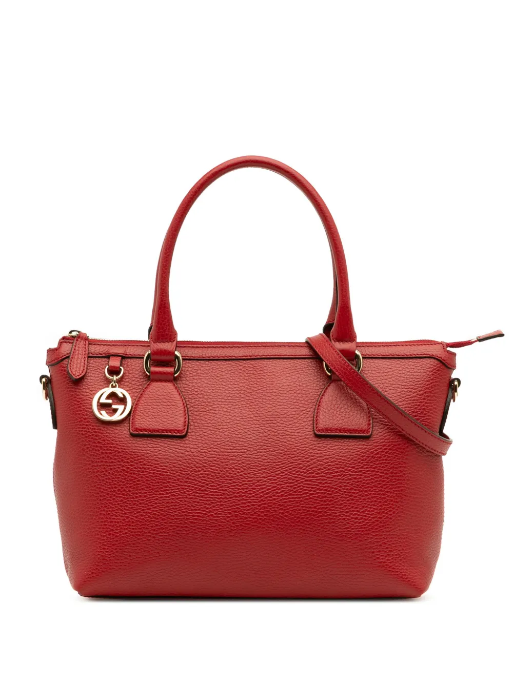 Gucci Pre-Owned 2016-2025 ダラー カーフスキン GGチャーム サッチェルバッグ - レッド Gucci Pre-Owned 2016-2025 ダラー カーフスキン GGチャーム サッチェルバッグ - レッド
