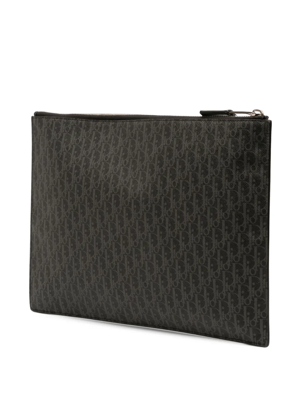 Pre-owned Dior 2016 Issimo Trotter Coated Canvas Painted Clutch Bag In Black