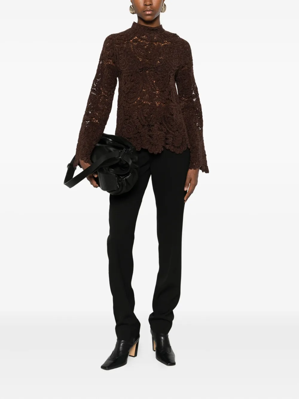 Loulou De Saison Wade Stand Collar Sweater Clothing In Brown