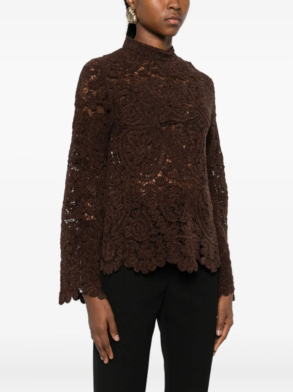 Loulou De Saison Wade Stand Collar Sweater Clothing In Brown