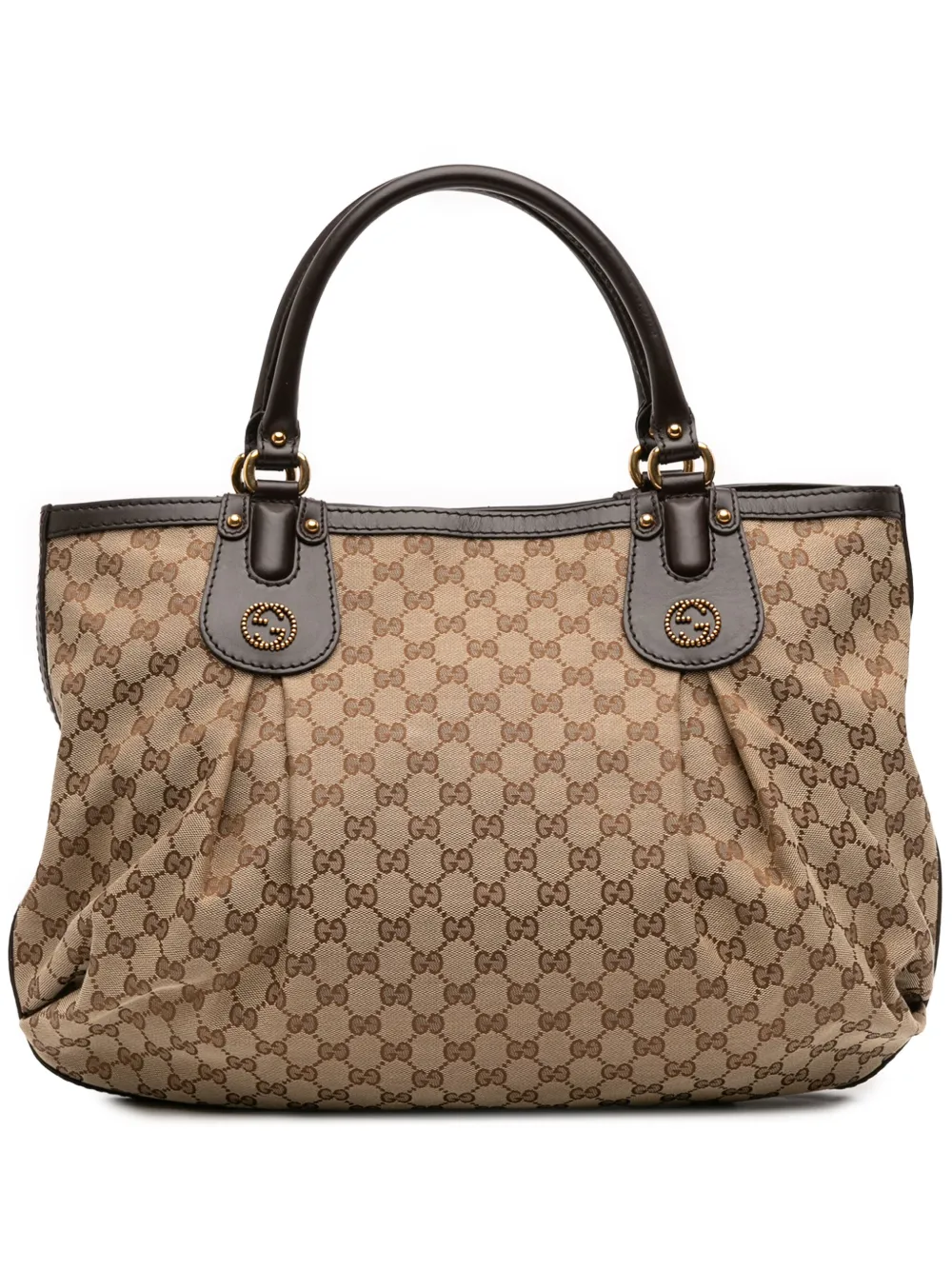 Gucci Pre-Owned 2016-2025 ラージ GGキャンバス スカーレット ハンドバッグ - ブラウン Gucci Pre-Owned 2016-2025 ラージ GGキャンバス スカーレット ハンドバッグ - ブラウン