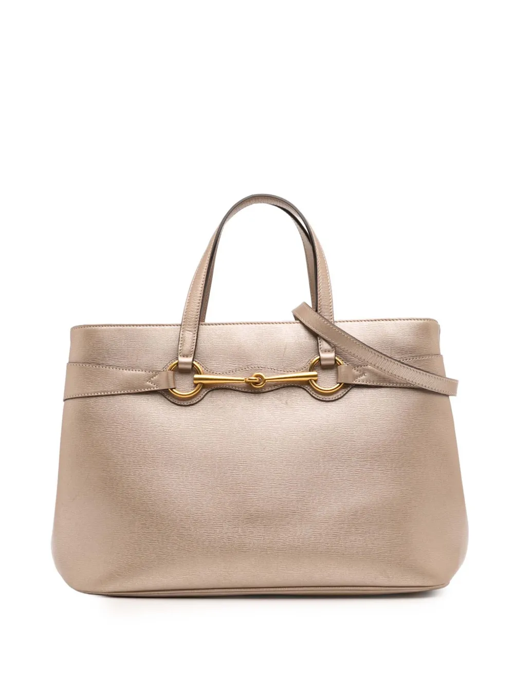 Pre-owned Gucci 2016-2025 Leather Bright Bit Satchel In Gold