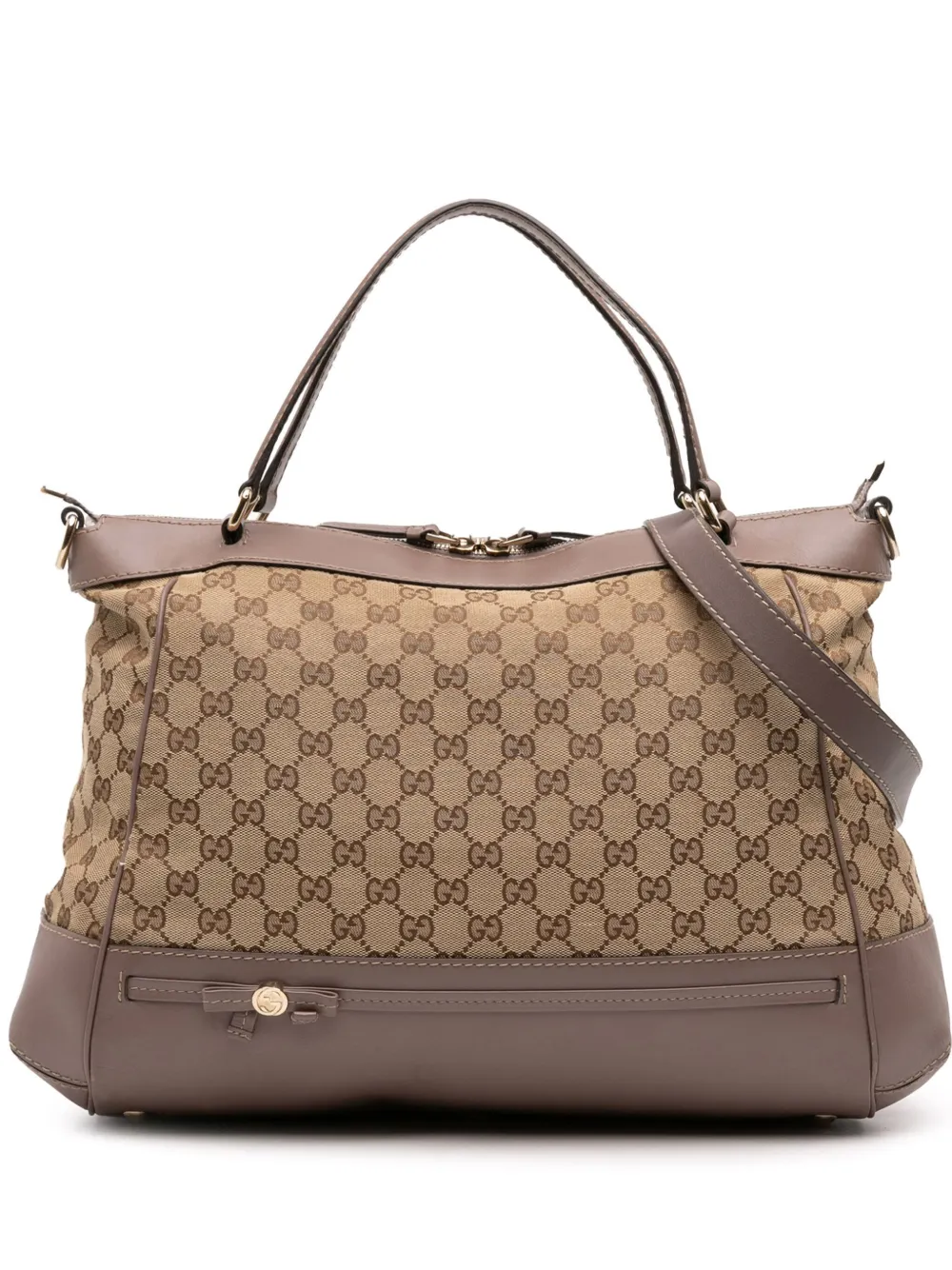 Pre-owned Gucci 2016-2025 Gg Canvas Mayfair Satchel In Brown