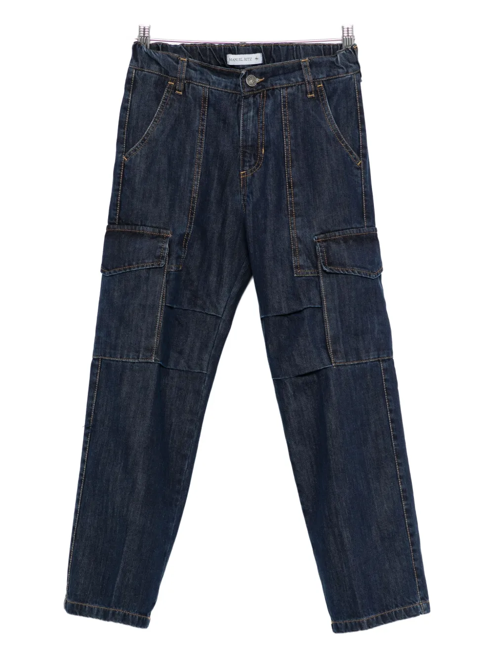 Manuel Ritz Cargo Denim Trousers In Blue