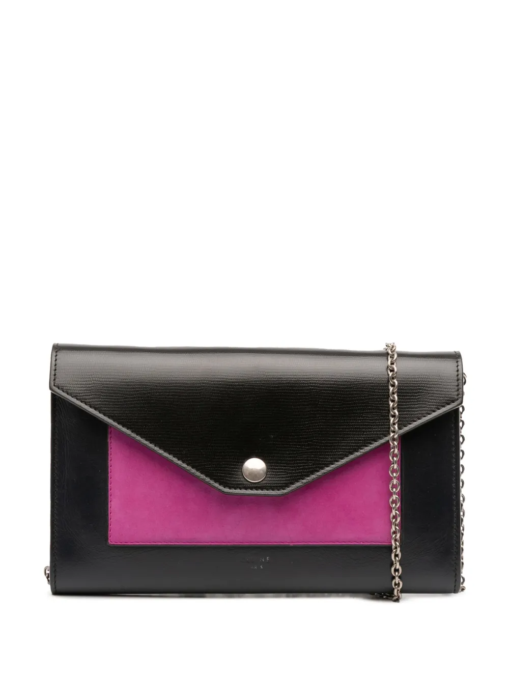 Celine Pre-Owned 2016 Bicolor Leather Pocket Envelope Wallet On Chain crossbody bag | Black | Image 1