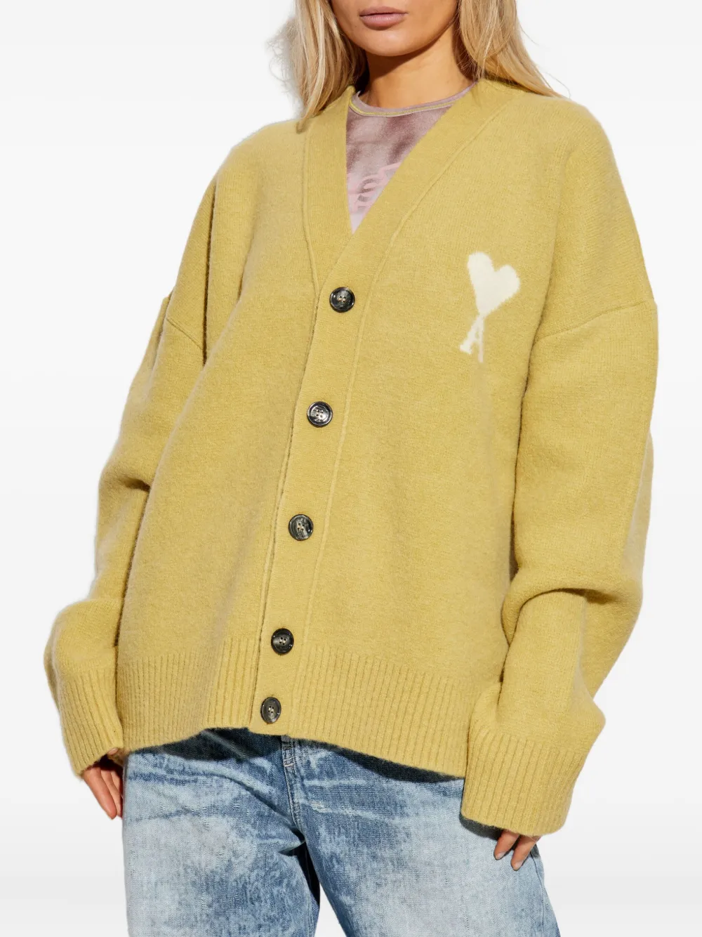 AMI Paris Ami De Coeur logo cardigan | Cardigans | Image 2