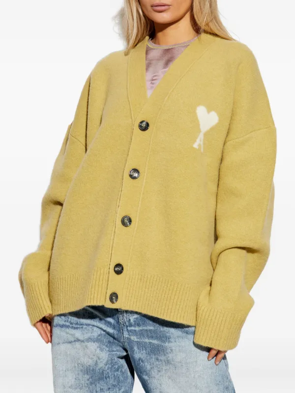 AMI PARIS ニットセーター イエロー カーディガン AMI Paris Ami De Coeur カーディガン | イエロー | FARFETCH JP