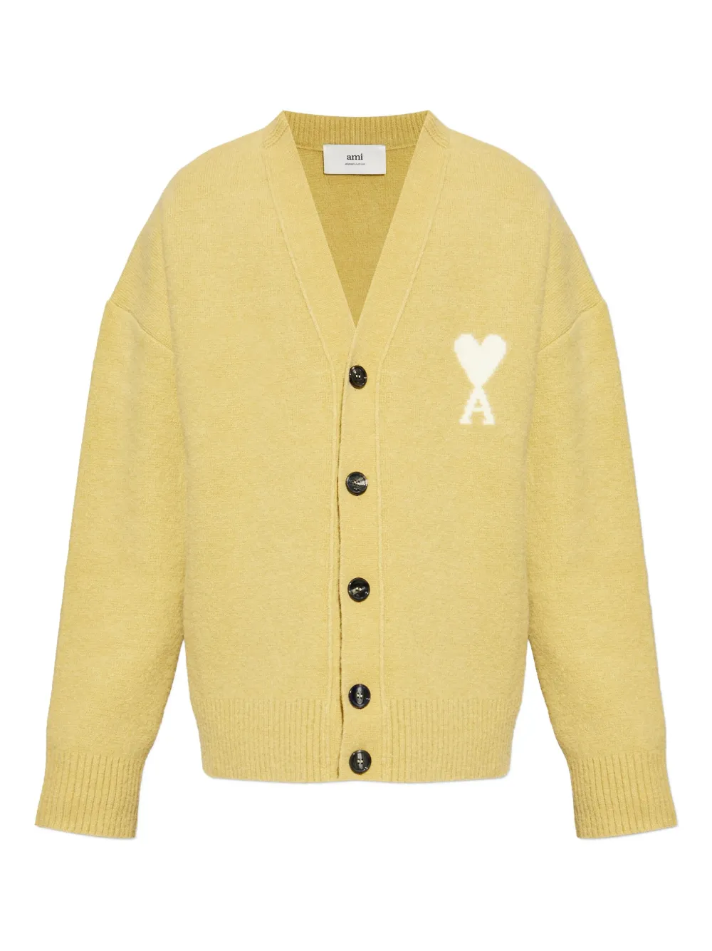 AMI Paris Ami De Coeur logo cardigan | Yellow | Image 1