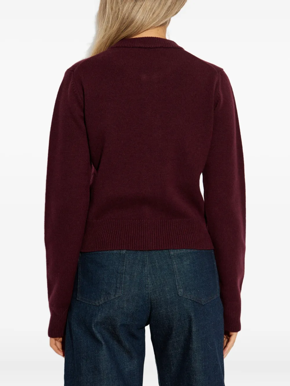 Ami Alexandre Mattiussi Button Embroidered Cardigan In Red