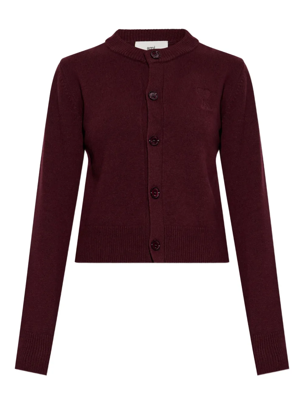 Ami Alexandre Mattiussi Button Embroidered Cardigan In Red