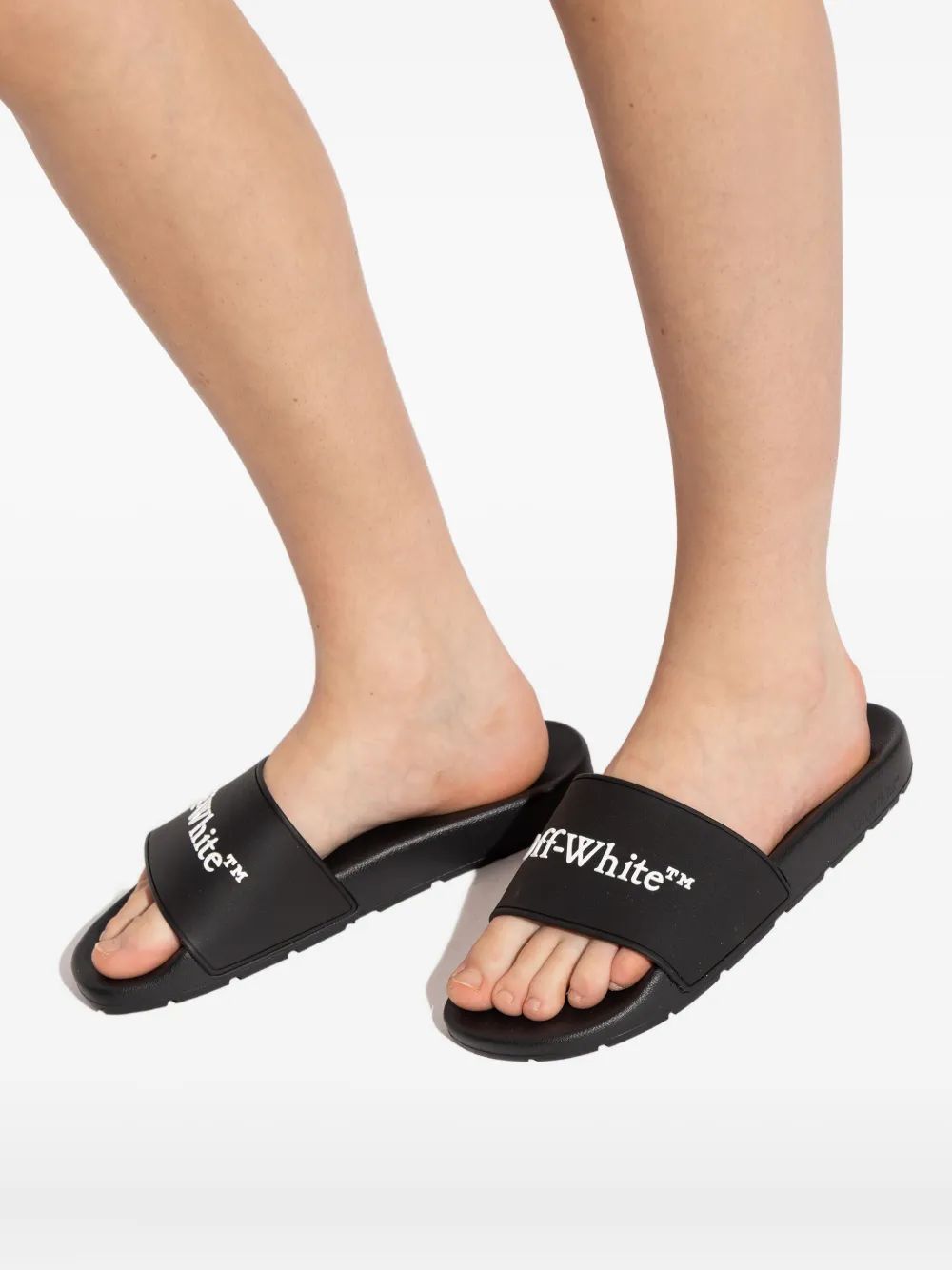Off-white Logo Slides In Black