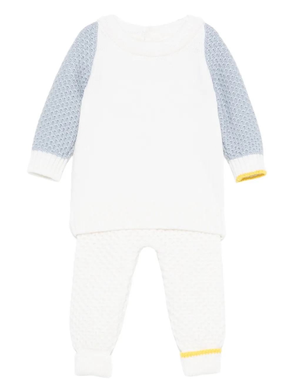 Gensami Textured-panel Knitted Babygrow Set In White