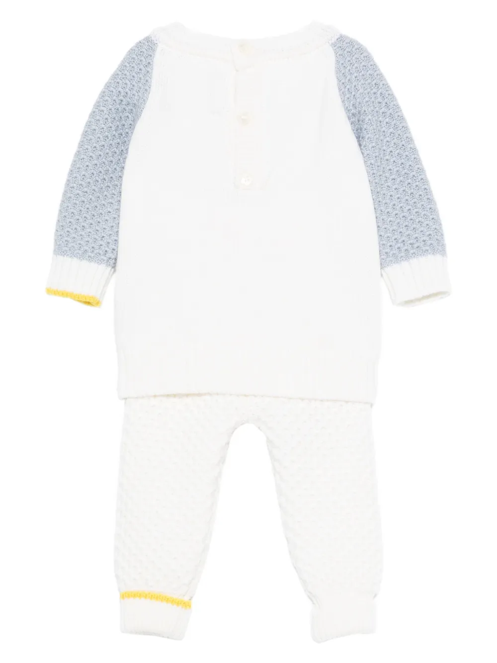 Gensami Textured-panel Knitted Babygrow Set In White