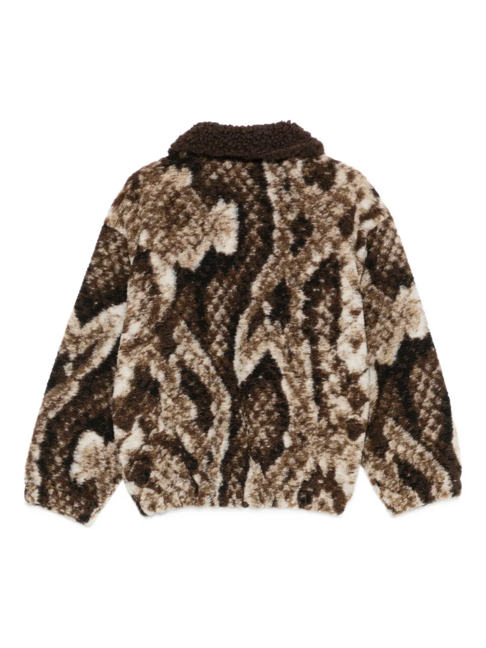 Manuel Ritz Snakeskin-print Fleece Jacket In Brown