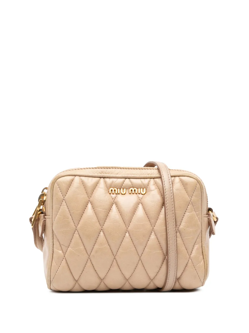 Miu Miu Pre-Owned 2010-2025 Quilted Leather Double Zip Camera Bag crossbody bag | Brown | Image 1