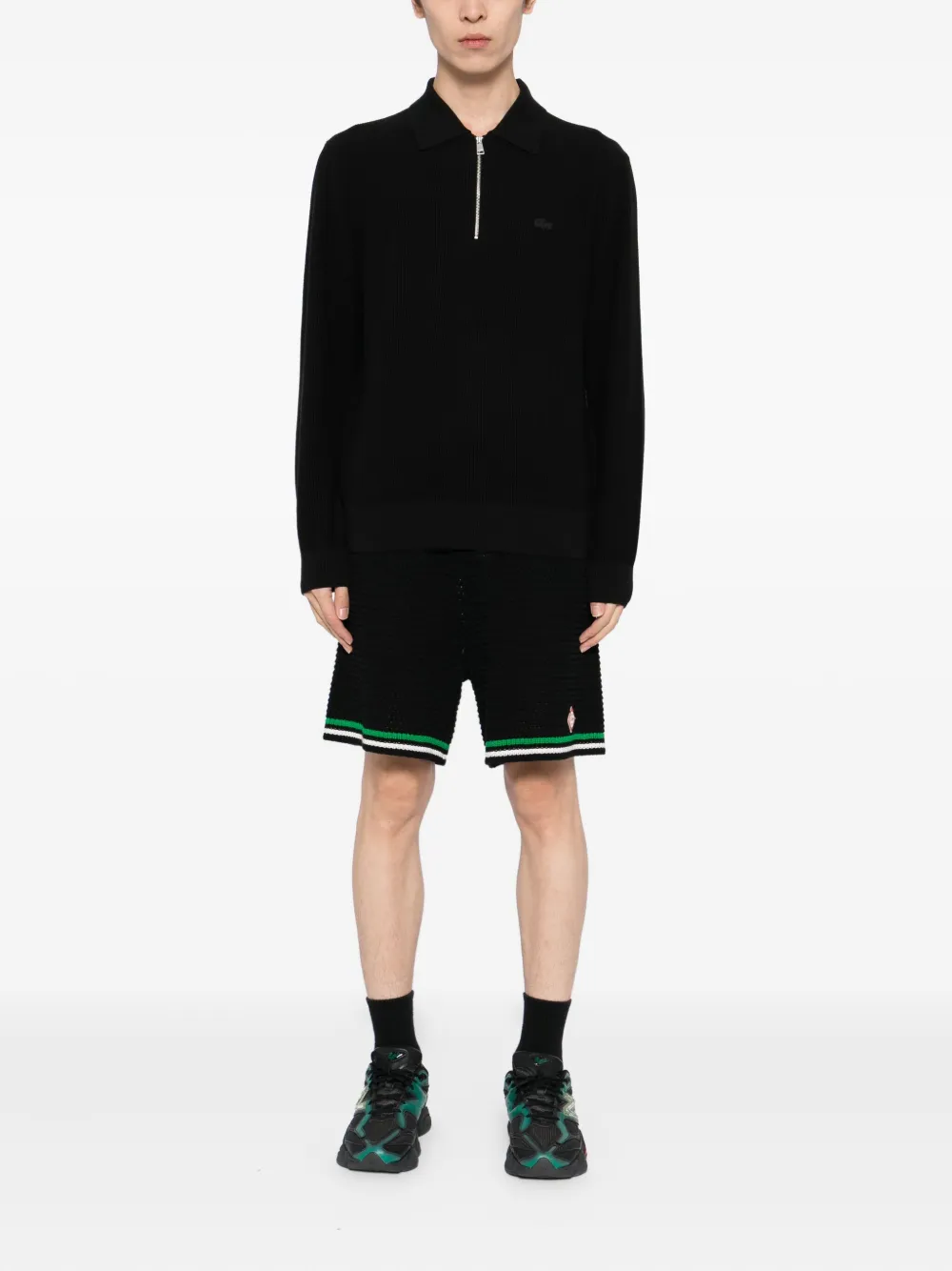 Lacoste Poloshirt met halve rits - Zwart