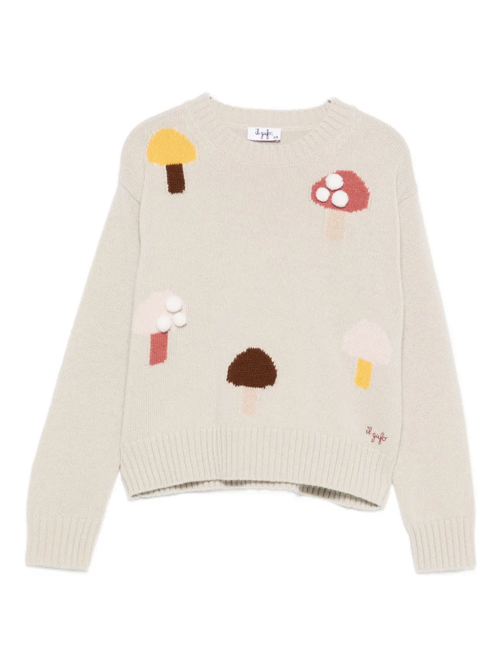 Il Gufo Mushroom-embroidered Sweater In Neutral