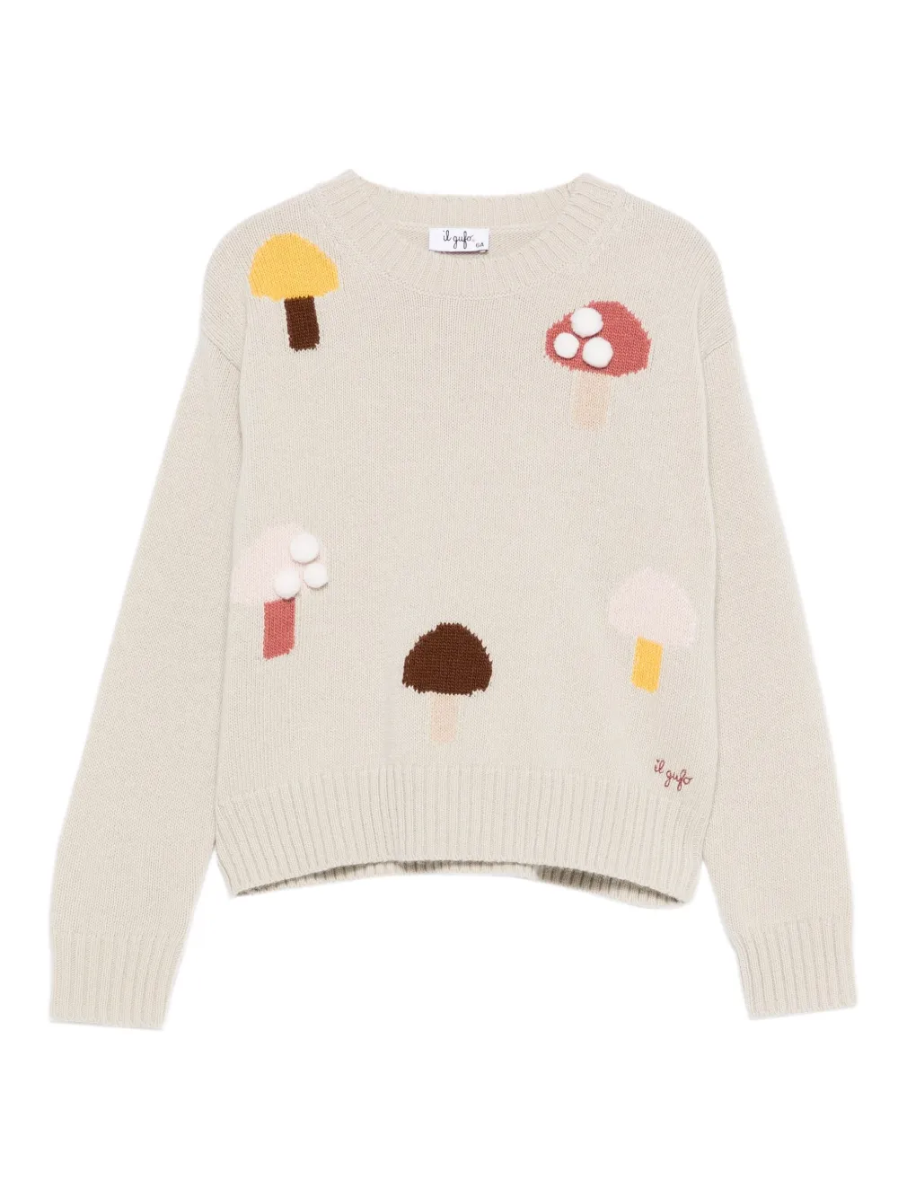Il Gufo mushroom-embroidered sweater | Neutrals | Image 1