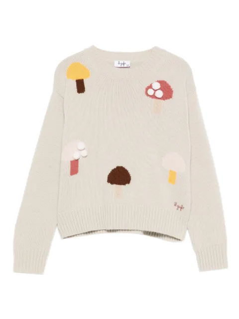 Il Gufo mushroom-embroidered sweater