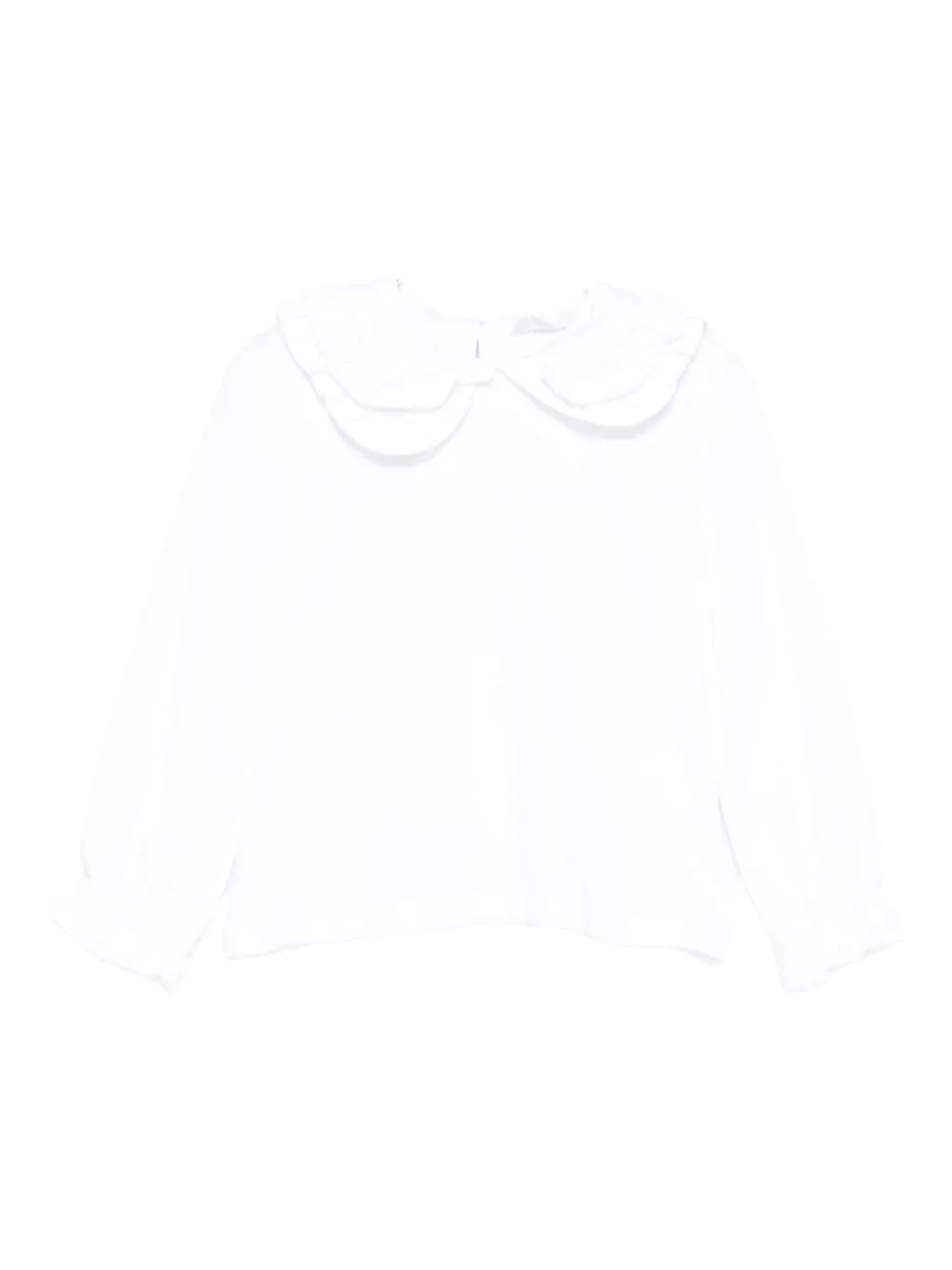Miss Grant Kids Peter Pan collar ruffled blouse - ホワイト Miss Grant Kids Peter Pan collar ruffled blouse - ホワイト