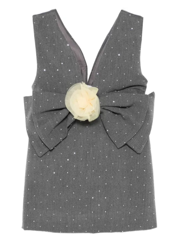 Miss Grant Kids bow-embellished Dress Grey FARFETCH PH