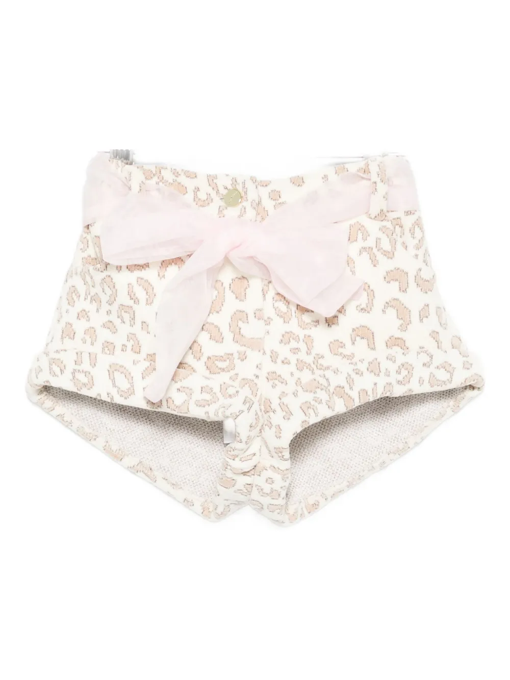 Miss Grant Kids leopard-print bow shorts - ニュートラル Miss Grant Kids leopard-print bow shorts - ニュートラル