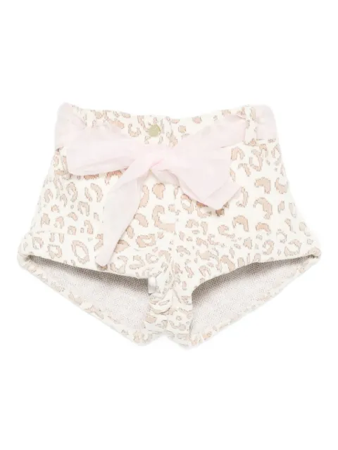 Miss Grant Kids leopard-print bow shorts