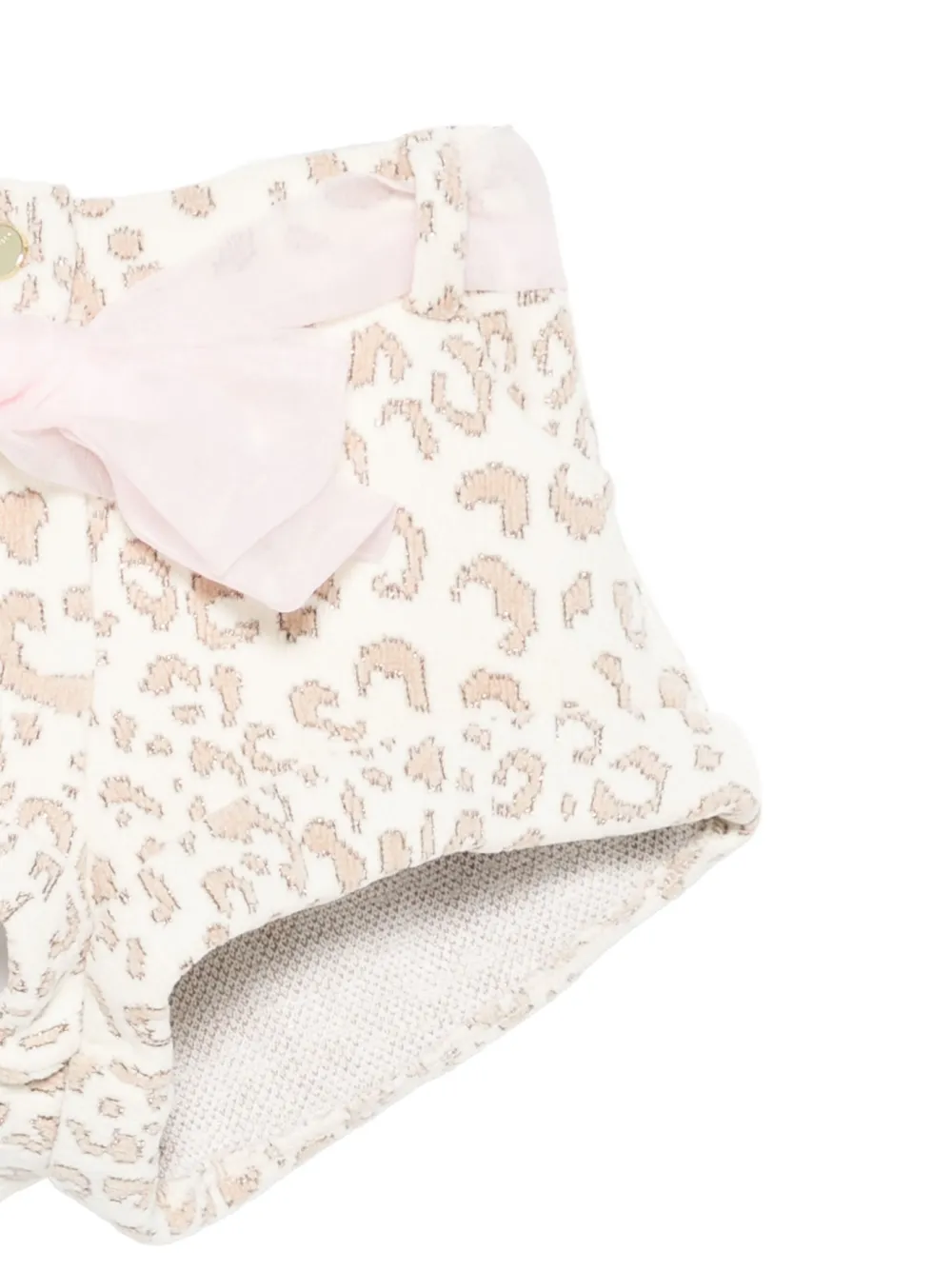 Miss Grant Kids Shorts met luipaardprint en strik Beige