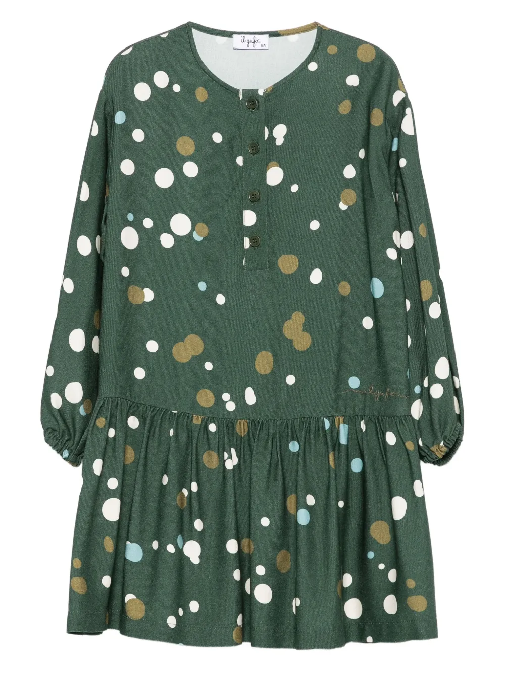 Il Gufo bubble-print tiered dress | Green | Image 1